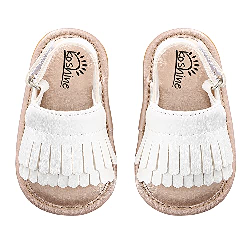 koshine Baby Sandal Tassels Summer Toddler Slipper Shoes 0-2 Years (White, numeric_5_point_5) - Image 3