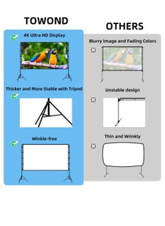 CityRiya-Long Projector Screen with Stand,100 Inch Portable Indoor Outdoor Projection Screen 16:9 Hd 4K Wrinkle-Free Outdoor Movies Screen Carrying Bag for Home Backyard Theater  - Image 3