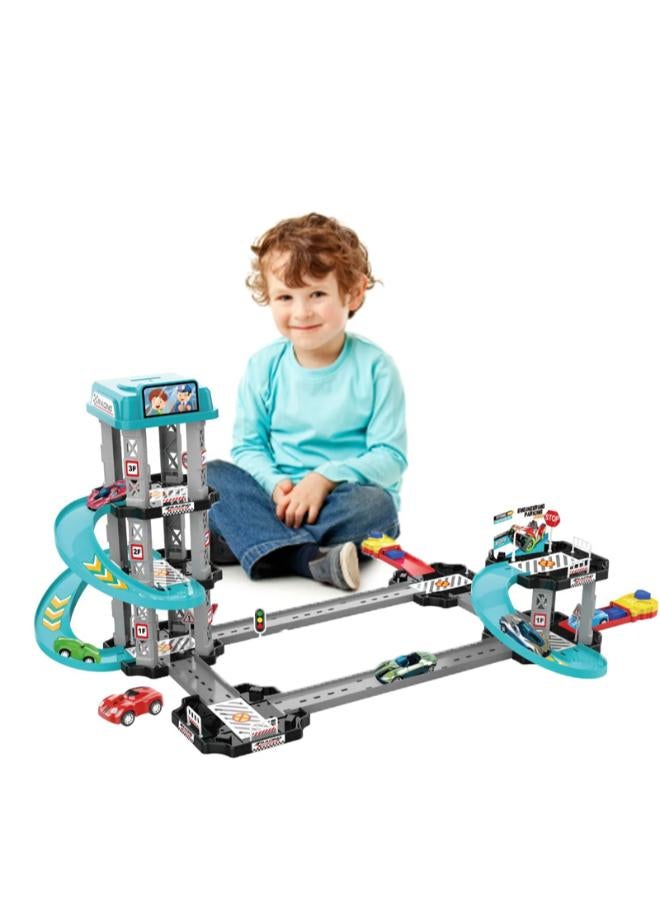 Spiral Car Track Toy for Kids 105 Pieces with 2 Toy Cars and Multi-Level Racing Tower - Image 4