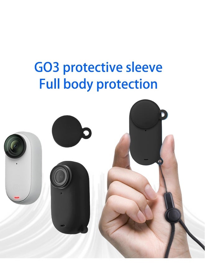 Rubber Sleeve Protection Accessories for Insta360 Go3 Action Camera High-Quality Silicone Cover for Scratch Fingerprint Dust Protection Comprehensive Anti-Seismic Anti-Scratch Design Black - Image 2