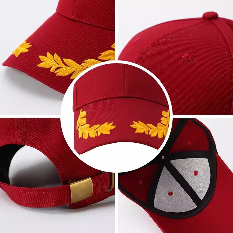 Chinese-Style Pure Cotton Five-Panel Wheat Ear Baseball Cap With Logo Embroidery And Surname Printing, Sun-Shading Duckbill Cap For Men And Women - Image 3