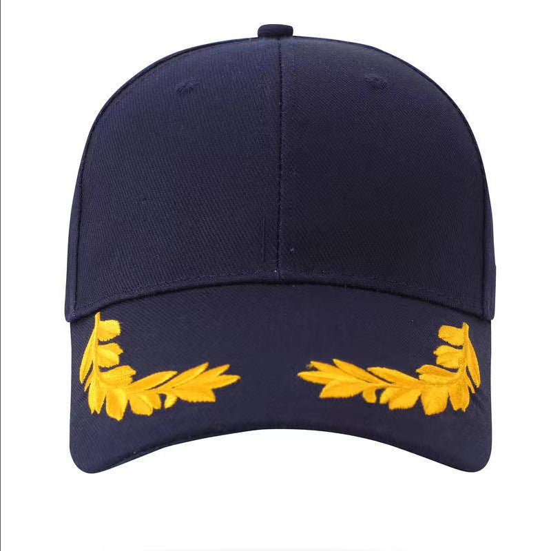 Chinese-Style Pure Cotton Five-Panel Wheat Ear Baseball Cap With Logo Embroidery And Surname Printing, Sun-Shading Duckbill Cap For Men And Women - Image 1