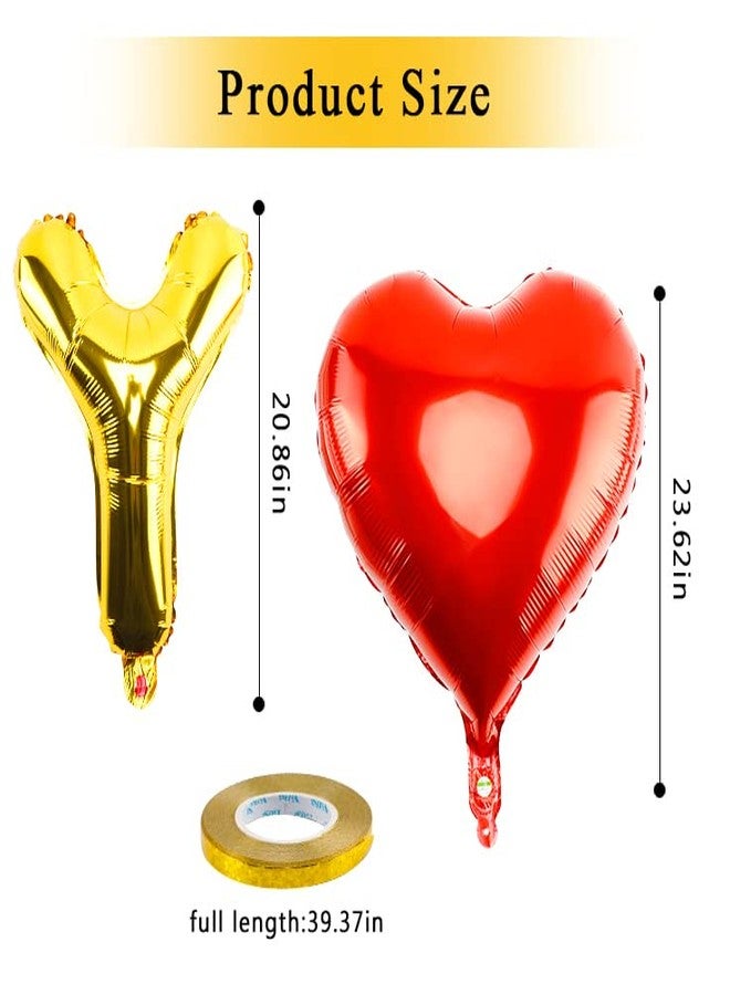 EWUHRY Happy Anniversary Balloons - 16 Inch Gold Anniversary Letters Banner & 18 Inch Heart Balloons, Perfect for Room Wedding or Party Decor - Image 5