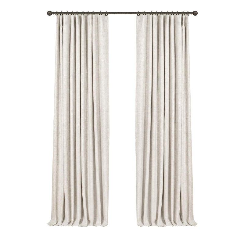 INOVADAY 100% Blackout Curtains for Bedroom, Black Out Curtains 63 Inch Long, Clip Rings Linen Blackout Drapes, Thermal Insulated Room Darkening for Living Room, 2 Panels - Beige,W50xL63 - Image 1