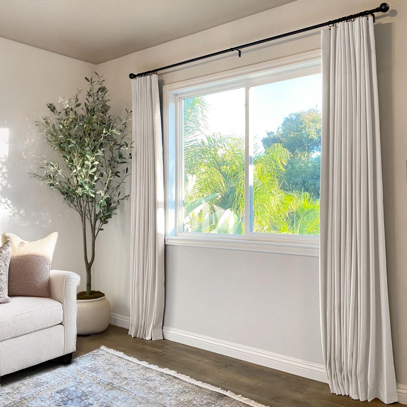 INOVADAY 100% Blackout Curtains for Bedroom, Black Out Curtains 63 Inch Long, Clip Rings Linen Blackout Drapes, Thermal Insulated Room Darkening for Living Room, 2 Panels - Beige,W50xL63 - Image 5
