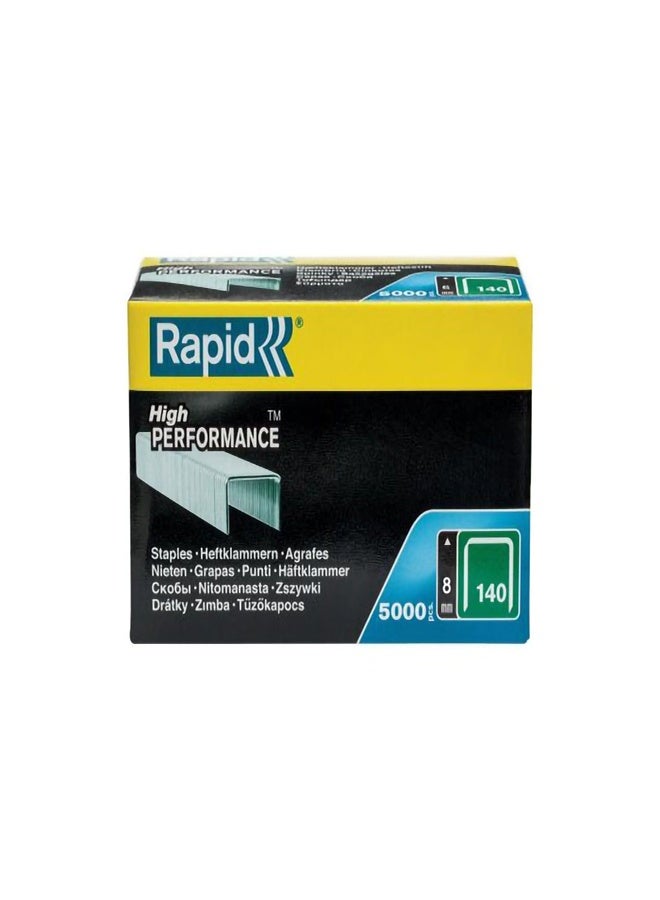 RAPID 11908111 Staples (flatwire), Leg Length 8 mm, No.140, 5000 Pieces, Galvanized - Image 1