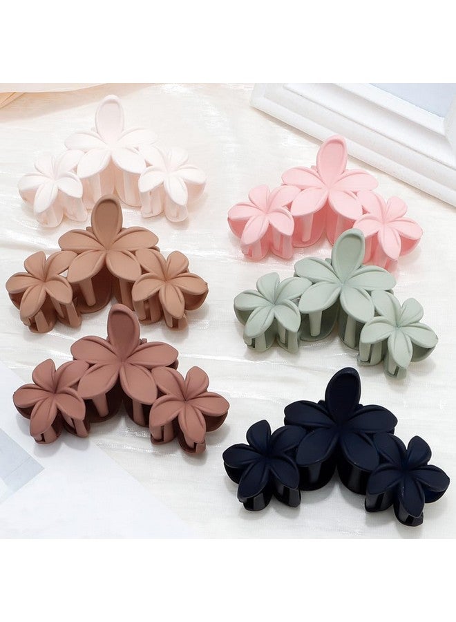 Ahoney 6Pcs Flower Claw Clips Cute Hair Clips For Women Strong Hold Nonslip Large Claw Clip For Thick Hair Hawaiian Hibiscus Flower Hair Clips Beach Hair Accessories For Women Girls (Neutral) - Image 1