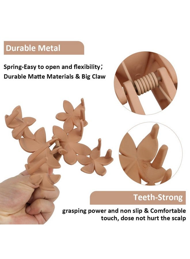 Ahoney 6Pcs Flower Claw Clips Cute Hair Clips For Women Strong Hold Nonslip Large Claw Clip For Thick Hair Hawaiian Hibiscus Flower Hair Clips Beach Hair Accessories For Women Girls (Neutral) - Image 5