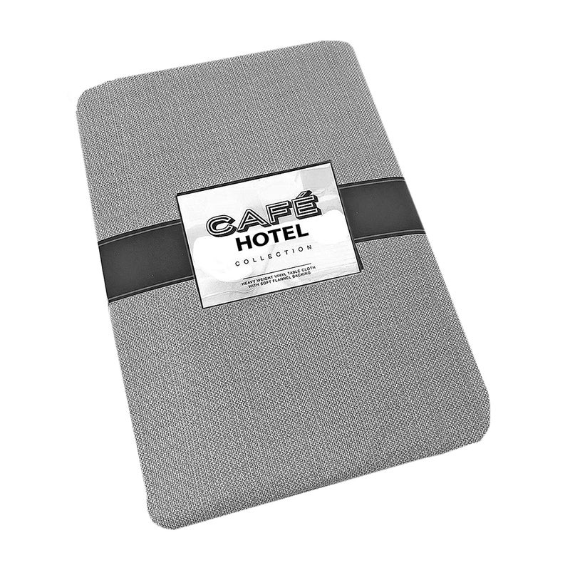 Cafe Hotel Linen Look Solid Color Heavy 4 Gauge Vinyl Flannel Backed Tablecloth  Indoor/Outdoor Wipe Clean Tablecloth  52 Inch x 70 Inch Oblong/Rectangle  Grey