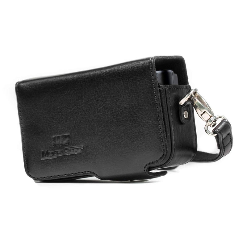 MegaGear Leather Camera Case with Strap Compatible with Canon PowerShot SX740 HS, SX730 HS, Black - Image 1