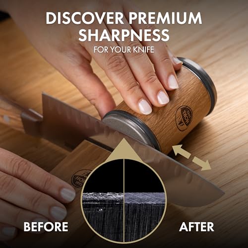 HORL 2 Oak Kitchen Knife Sharpener for Razor Sharp Edges Made in Germany - Rolling Sharpener for knives - Rolling Knife Sharpening Kit with Magnetic Holder with 15 & 20 Degrees - Image 2
