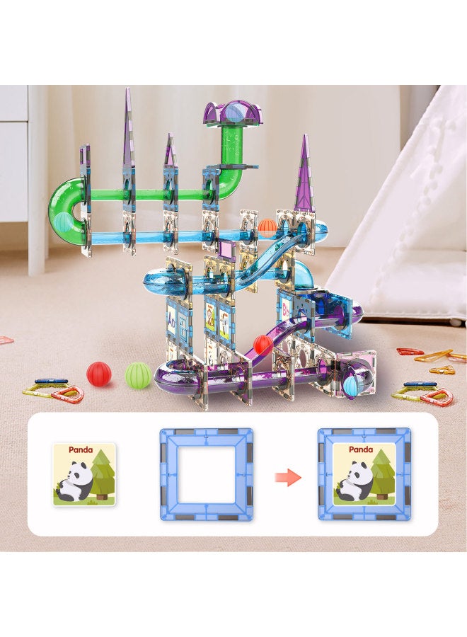 Children's Varied Magnetic Pieces Building Blocks Set Diy Spliced Color Window Pipe Ball Track Early Education Educational Toys-Color:A627 [color Window Pipe Magnetic Sheet (165PCs)]]  - Image 3
