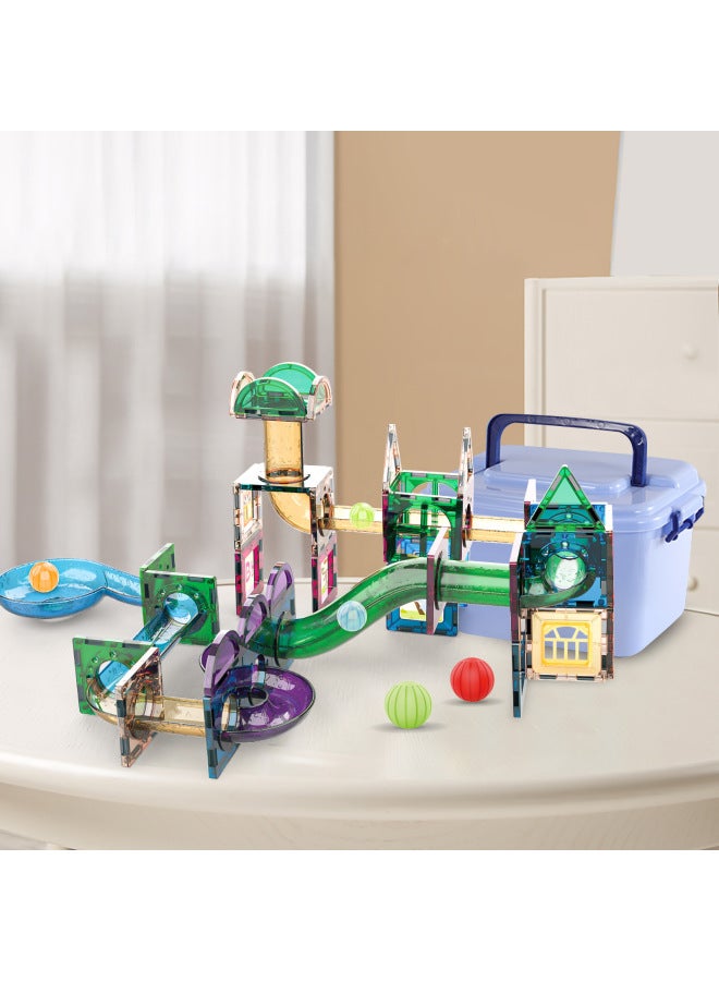 Children's Varied Magnetic Pieces Building Blocks Set Diy Spliced Color Window Pipe Ball Track Early Education Educational Toys-Color:A627 [color Window Pipe Magnetic Sheet (165PCs)]]  - Image 5