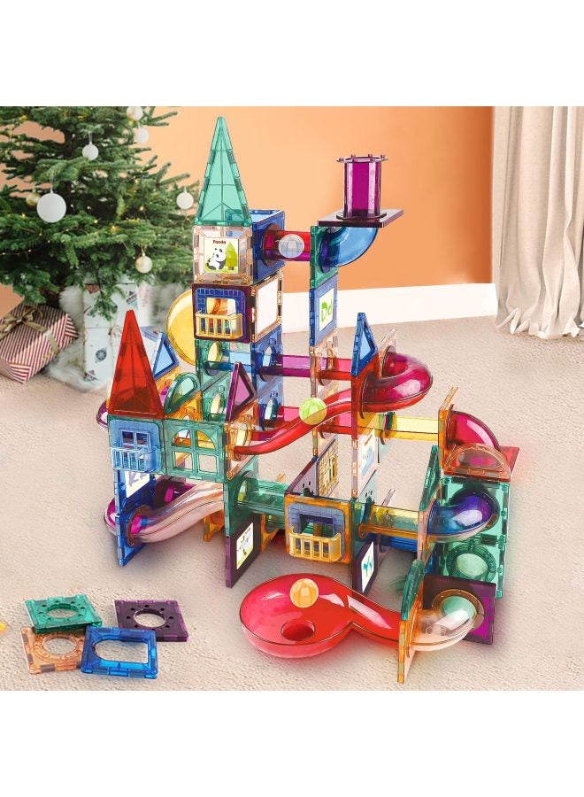 Children's Varied Magnetic Pieces Building Blocks Set Diy Spliced Color Window Pipe Ball Track Early Education Educational Toys-Color:A627 [color Window Pipe Magnetic Sheet (165PCs)]]  - Image 2
