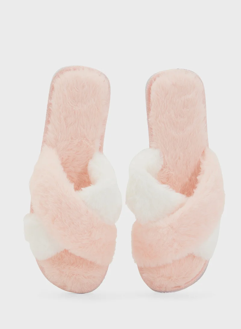 Ginger Crossover Color Block Bedroom Slipper