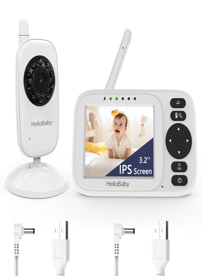 HelloBaby Baby Monitor No WiFi, 3.2'' IPS Screen, Auto Night Vision, Manual Baby Camera Adjustment, 1000ft/305m Range, ECO/VOX Audio Mode, Feeding Reminder, USB Charging Cable, HB2438 - Image 1