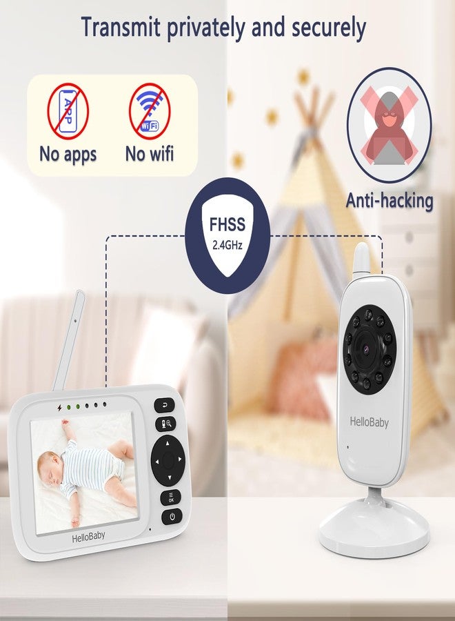 HelloBaby Baby Monitor No WiFi, 3.2'' IPS Screen, Auto Night Vision, Manual Baby Camera Adjustment, 1000ft/305m Range, ECO/VOX Audio Mode, Feeding Reminder, USB Charging Cable, HB2438 - Image 5