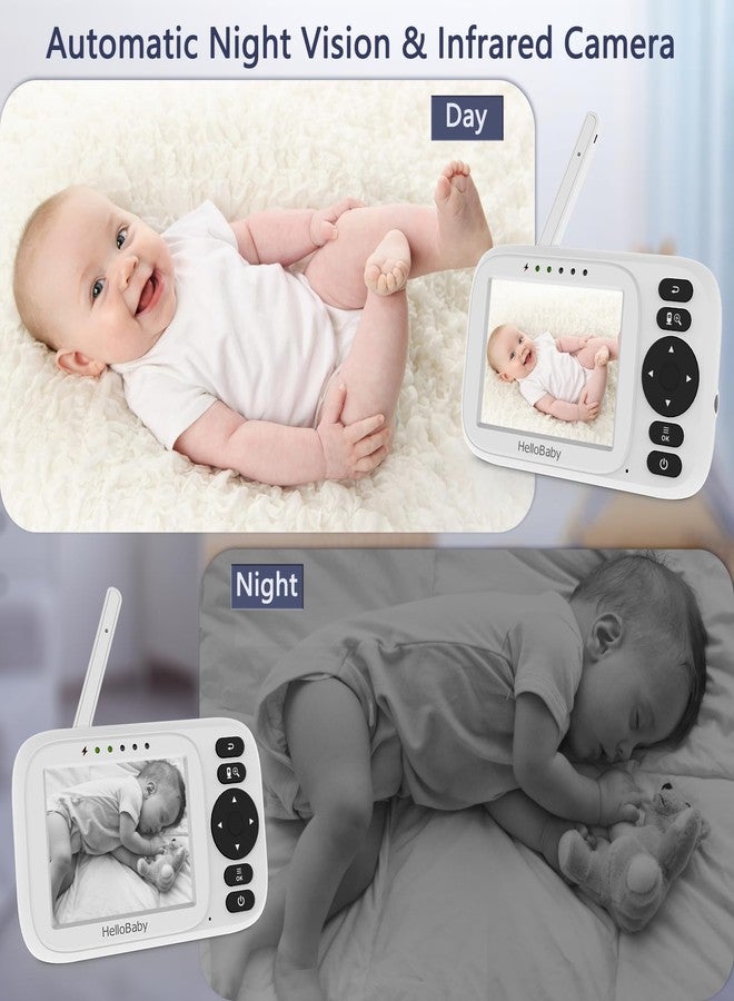 HelloBaby Baby Monitor No WiFi, 3.2'' IPS Screen, Auto Night Vision, Manual Baby Camera Adjustment, 1000ft/305m Range, ECO/VOX Audio Mode, Feeding Reminder, USB Charging Cable, HB2438 - Image 3