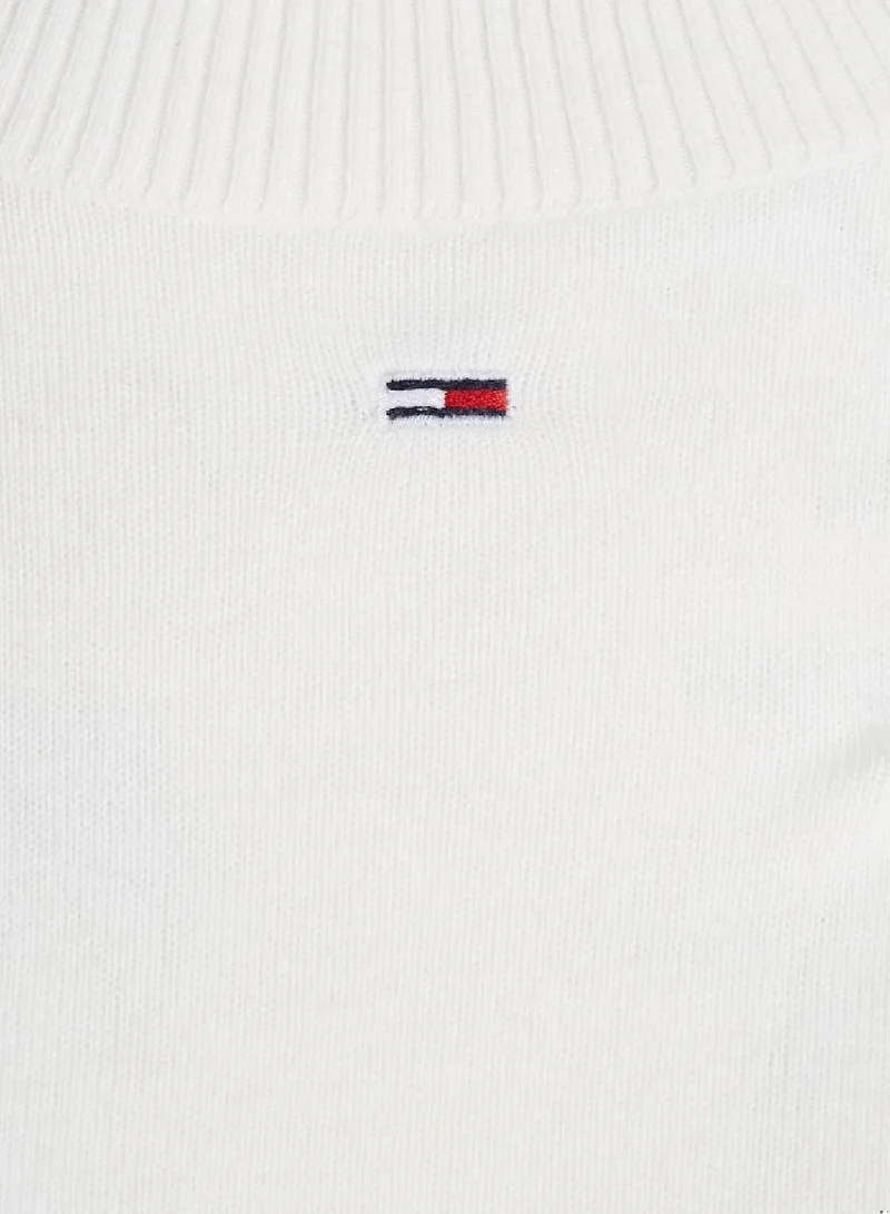 TOMMY JEANS Women's Essential Crew Pullover Sweater, White
