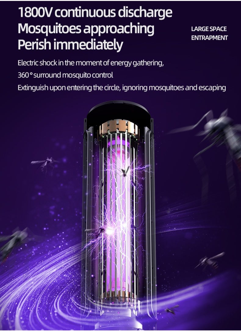 JoyousSto 3D 365UV light wave 360' mosquito trap portable camping 1800v mosquito zapper suitable for desktop wall and hanging black  - Image 5