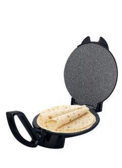 MATSU 10-Inch Electric Roti Maker – 1200W Non-Stick Chapati, Paratha & Tortilla Press with Stainless Steel Body, Adjustable Temperature Control, Dual Indicator Lights, Safety Lock, Easy Clean Non-Stick Plates & Instruction Manual – 220-240V UAE Kitchen Appliance – Black