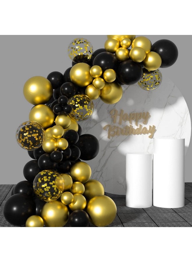 Tuparka 12 Inches Black Gold Confetti Balloons Kit 60 Pack Metallic Gold Black Party Balloon For Birthday Graduation Baby Shower Wedding Anniversary Party Supplies - Image 4