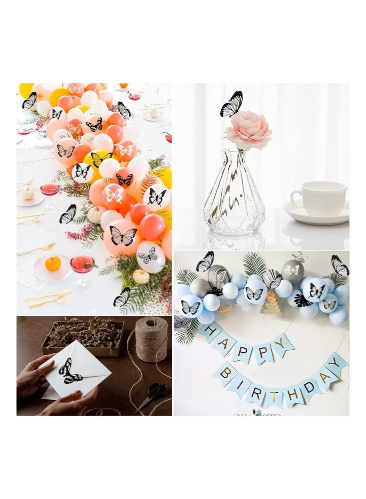 باترفلاي ديكور حائط فراشة ثلاثية الأبعاد لامعة - 36 قطعة فراشات سوداء وبيضاء لتزيين الحفلات والكعك - ملصق حائط قابل للإزالة ومقاوم للماء لتزيين عيد الميلاد، المنزل، الغرفة، الحمام، غرفة النوم و الجداريات (36 قطعة، 5 أنماط، 4 أحجام) - Image 4