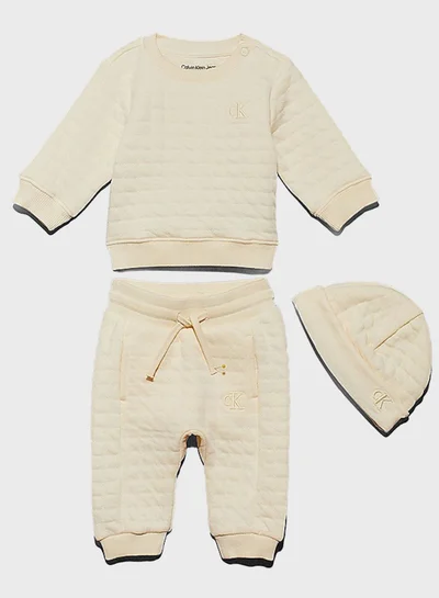 Calvin Klein Jeans Infant Logo Quilted Beanie Gift Pack