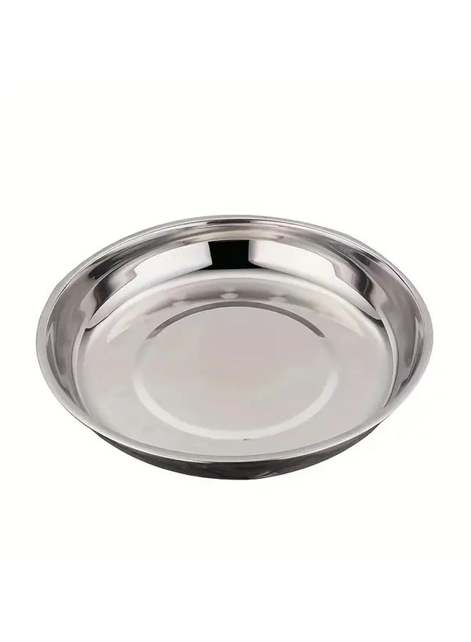 2 Pack Stainless Steel Dinner Plates Sturdy Reusable Easy Clean Metal Round Dish Multipurpose Home Camping - Image 3