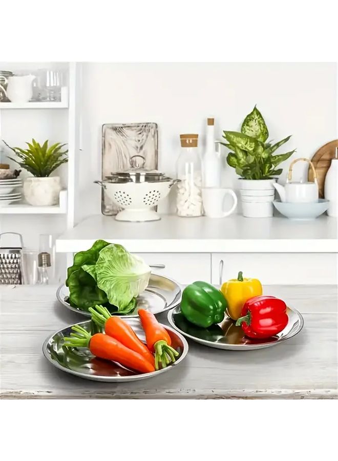 2 Pack Stainless Steel Dinner Plates Sturdy Reusable Easy Clean Metal Round Dish Multipurpose Home Camping - Image 5