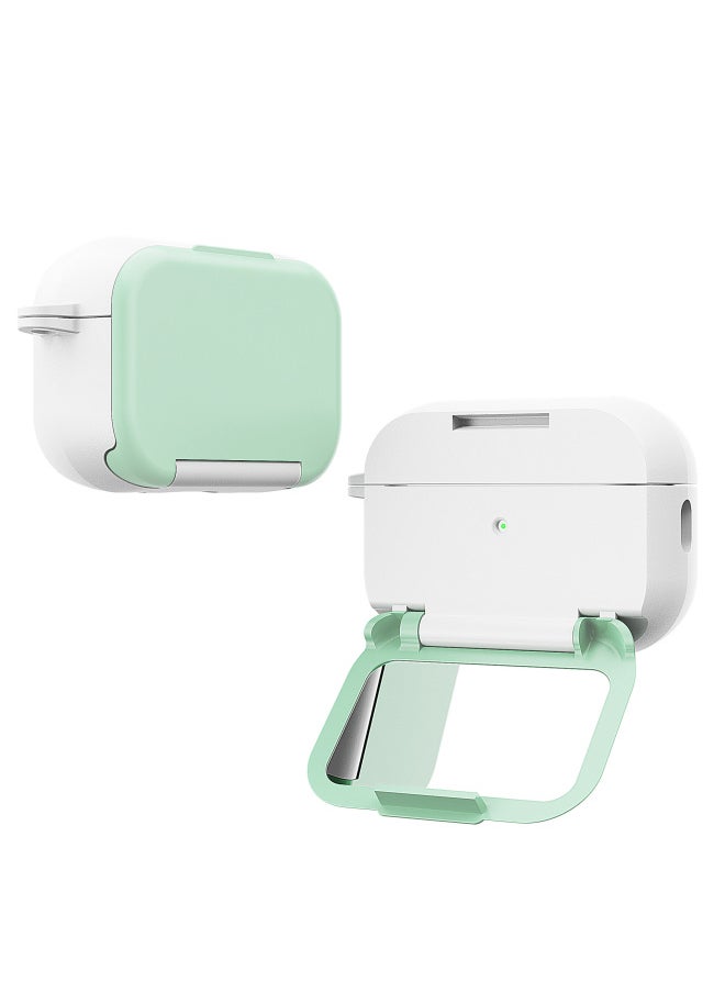 Generic - For AirPods 4 Headphone Set Creative Makeup Mirror For Apple1/2/3 Generation Pro2 Bluetooth Mobile Phone Bracket Simple-Colour:Cosmetic Mirror + Stand Hard Case-light Green-Model:Airpods 4 (protective Case) - Image 1