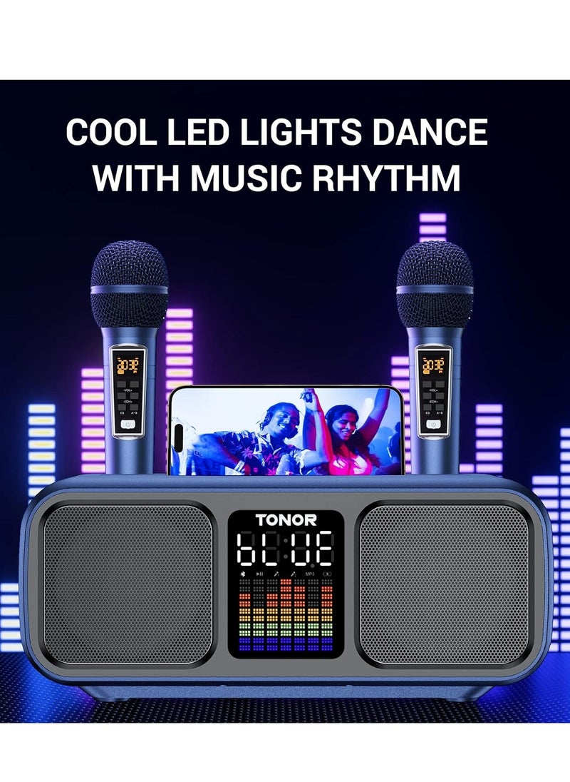 Smart Berry Karaoke Machine for Adults & Kids, Rechargeabl Portable Speaker with 2 UHF Wireless Microphones,Supports AUX/USB/Type C/TF Card/Bluetooth,PA System for Home, Party, Outdoors&Indoors Activities  - Image 2