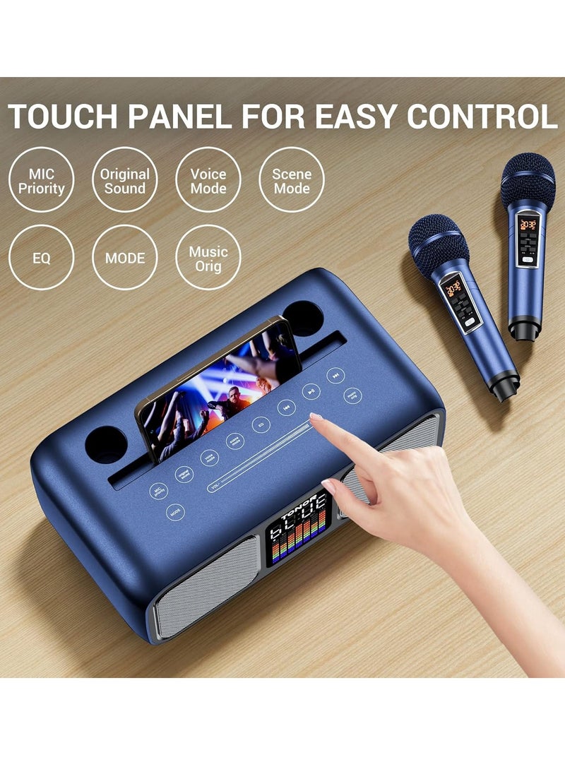 Smart Berry Karaoke Machine for Adults & Kids, Rechargeabl Portable Speaker with 2 UHF Wireless Microphones,Supports AUX/USB/Type C/TF Card/Bluetooth,PA System for Home, Party, Outdoors&Indoors Activities  - Image 3