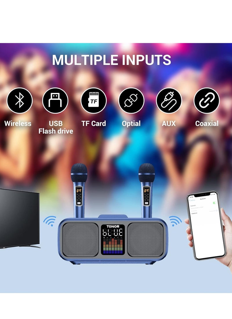 Smart Berry Karaoke Machine for Adults & Kids, Rechargeabl Portable Speaker with 2 UHF Wireless Microphones,Supports AUX/USB/Type C/TF Card/Bluetooth,PA System for Home, Party, Outdoors&Indoors Activities  - Image 4