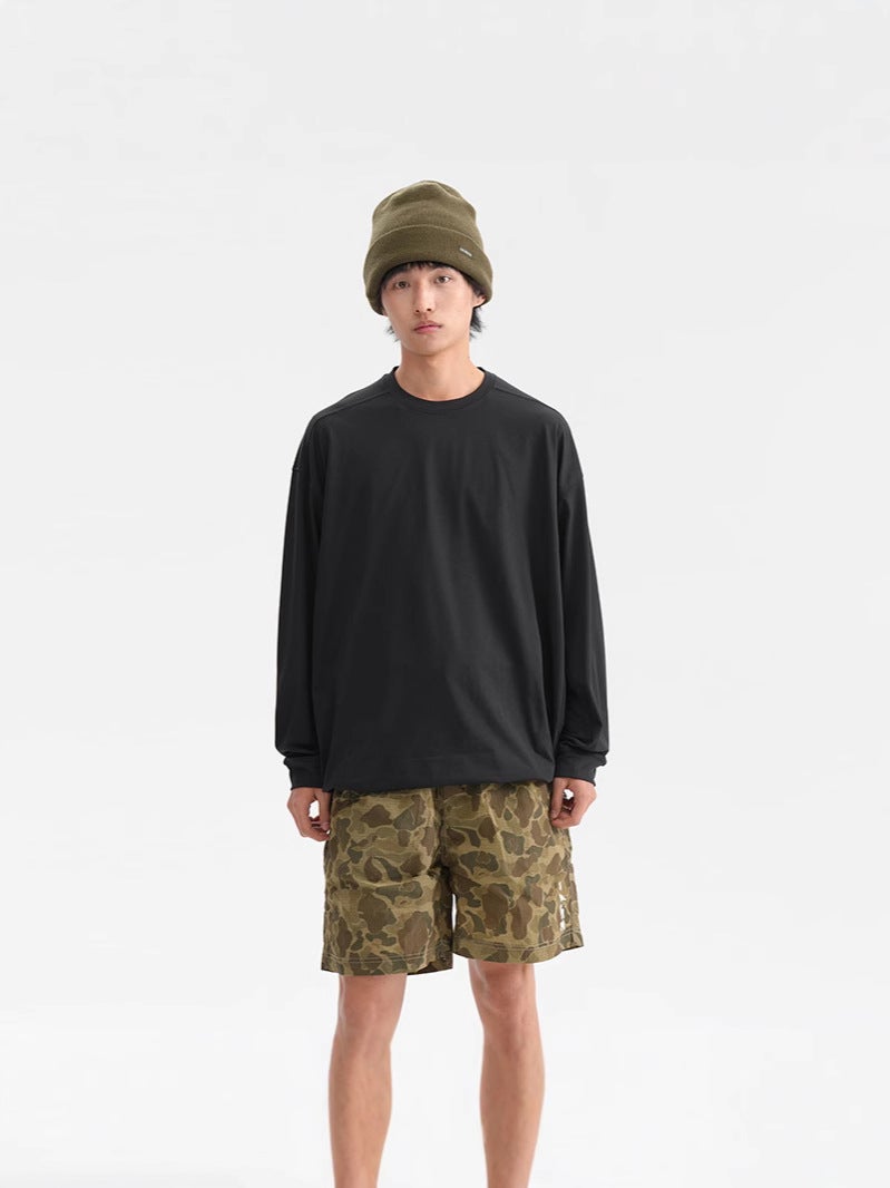 Liyang2025 Spring New Men'S Simple Solid Color Long Sleeve Trendy Brand Loose Casual Sports Long T-Shirt Top - Image 5