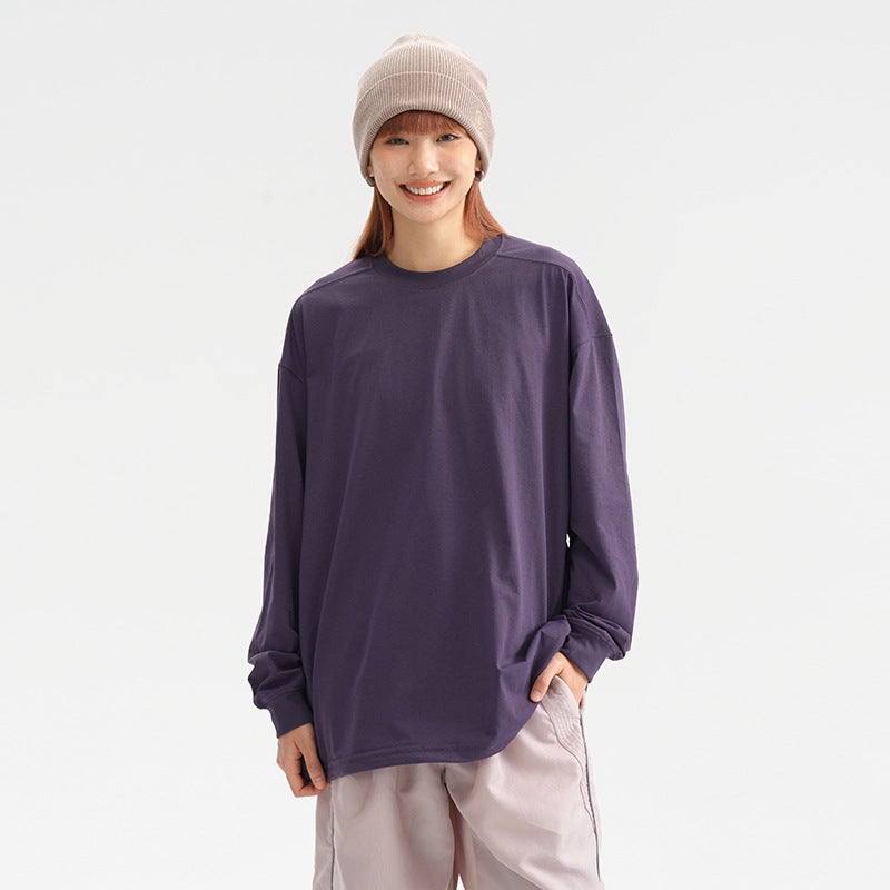 Liyang2025 Spring New Men'S Simple Solid Color Long Sleeve Trendy Brand Loose Casual Sports Long T-Shirt Top - Image 1