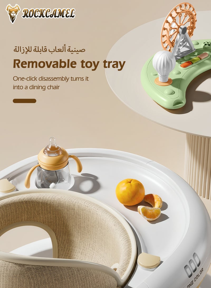 ROCKCAMEL 3-in-1 Baby Walker with Music & Removable Tray, Foldable Round Baby Walker with 6 Position Adjustable Height, Convertible Sit-to-Stand Learning Walker, Ergonomic Seat for Baby 7-18 Months - Image 4