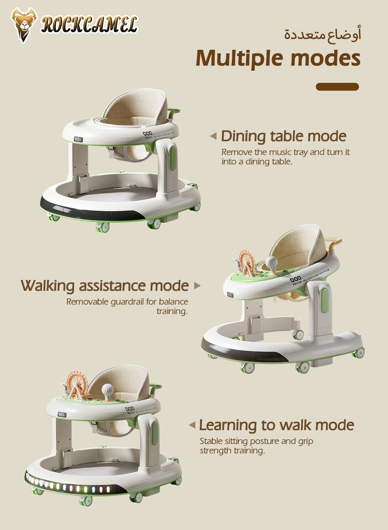 ROCKCAMEL 3-in-1 Baby Walker with Music & Removable Tray, Foldable Round Baby Walker with 6 Position Adjustable Height, Convertible Sit-to-Stand Learning Walker, Ergonomic Seat for Baby 7-18 Months - Image 5
