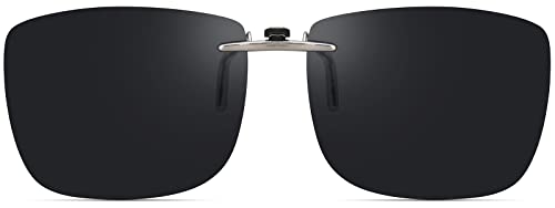 CAXMAN Polarized Clip On Sunglasses for Prescription Glasses Men & Women w/Category 4 Super Dark Lens Compact Fit Non Flip Up Extra Large Size - Image 1