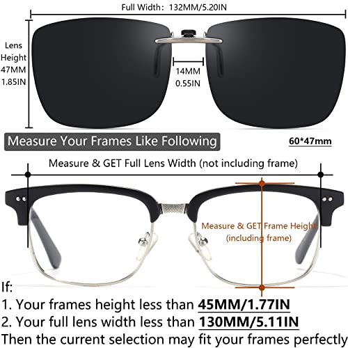 CAXMAN Polarized Clip On Sunglasses for Prescription Glasses Men & Women w/Category 4 Super Dark Lens Compact Fit Non Flip Up Extra Large Size - Image 4