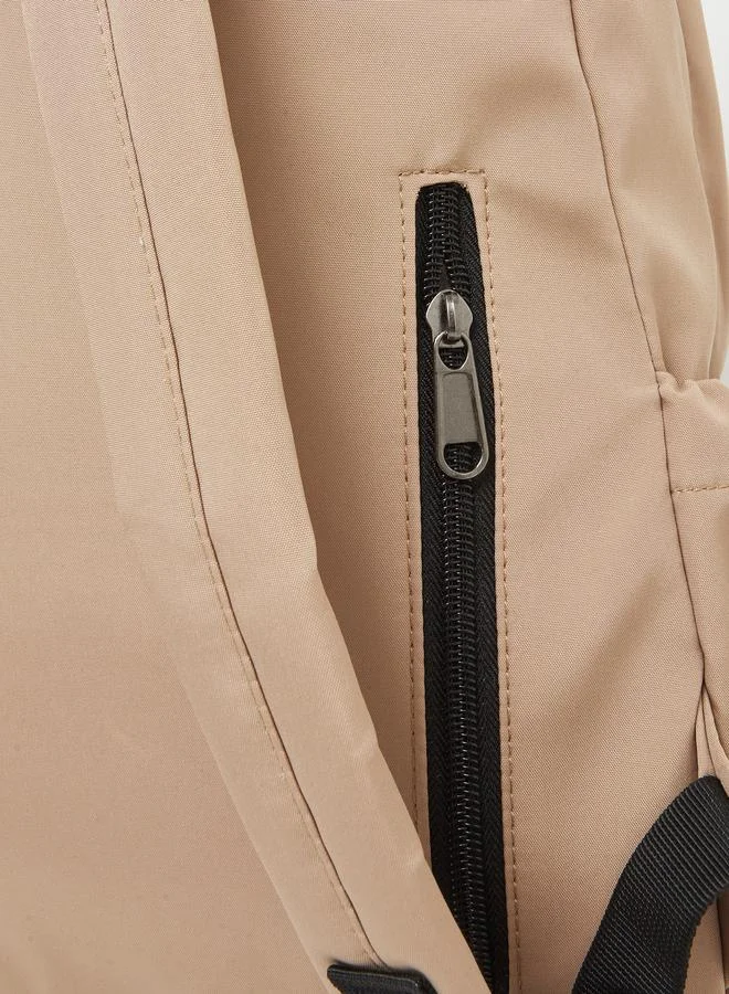 Styli Styli Unisex Beige Backpack with Drawstring Pocket