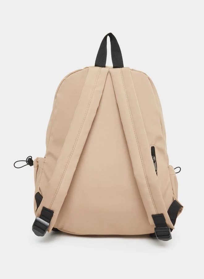Styli Styli Unisex Beige Backpack with Drawstring Pocket