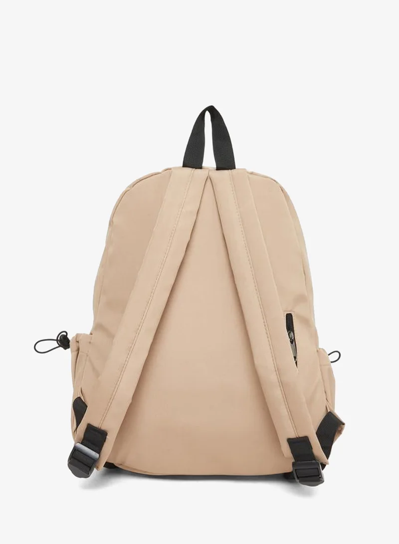 Styli Styli Unisex Beige Backpack with Drawstring Pocket 35x17x42cm