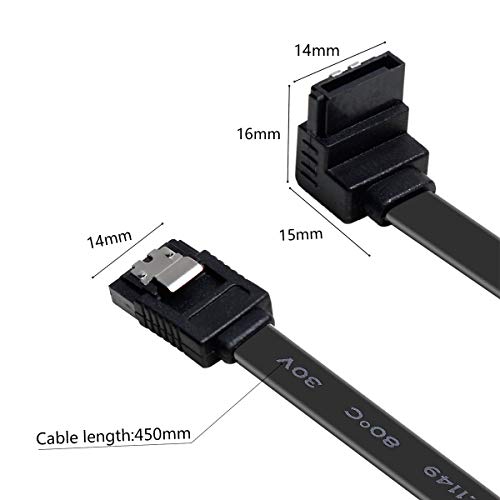 BENFEI SATA Cable III, 3 Pack SATA Cable III 6Gbps 90 Degree Right Angle with Locking Latch 18 Inch for SATA HDD, SSD, CD Driver, CD Writer - Black - Image 4