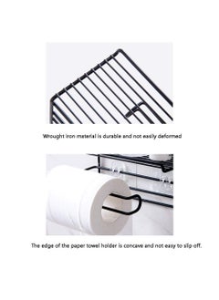 Zeinwap Zeinwap Self Adhesive Wall Mounted Toilet Paper Holder Tissue Roll Holder with Storage Shelf Iron Black Coated Metal 1 Pc  - Image 5
