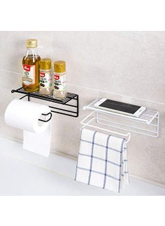 Zeinwap Zeinwap Self Adhesive Wall Mounted Toilet Paper Holder Tissue Roll Holder with Storage Shelf Iron Black Coated Metal 1 Pc  - Image 4