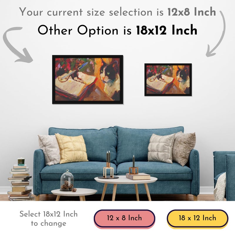 Mad Masters Cat Pet Animal Painting Aesthetic Hanging Photo Frame Decorative Item Home Decoration and Wall Decor for Living Room and Bedroom MM 2976 8x12 Inch Paper Without Plexi Glass - Image 4