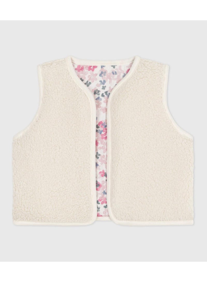 Petit Bateau Babies' sleeveless cardigan in printed cotton poplin and sherpa - Image 2