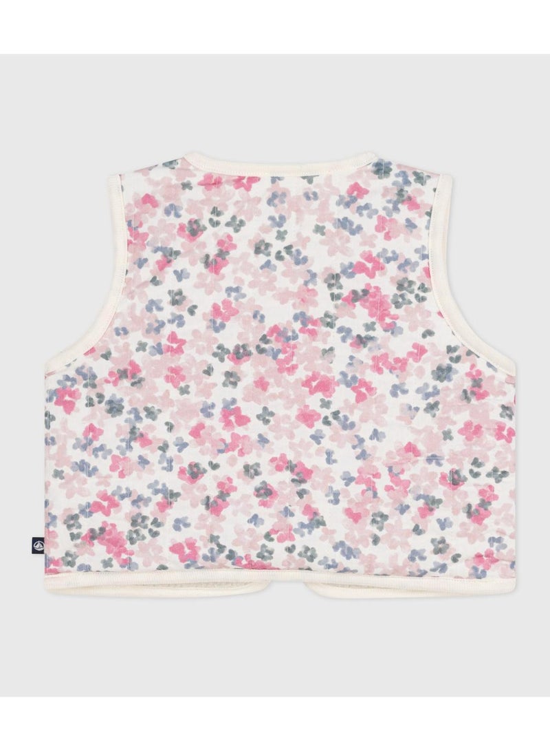 Petit Bateau Babies' sleeveless cardigan in printed cotton poplin and sherpa - Image 3