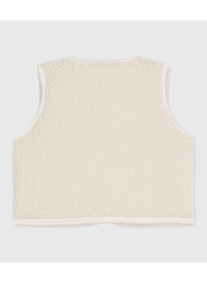 Petit Bateau Babies' sleeveless cardigan in printed cotton poplin and sherpa - Image 4